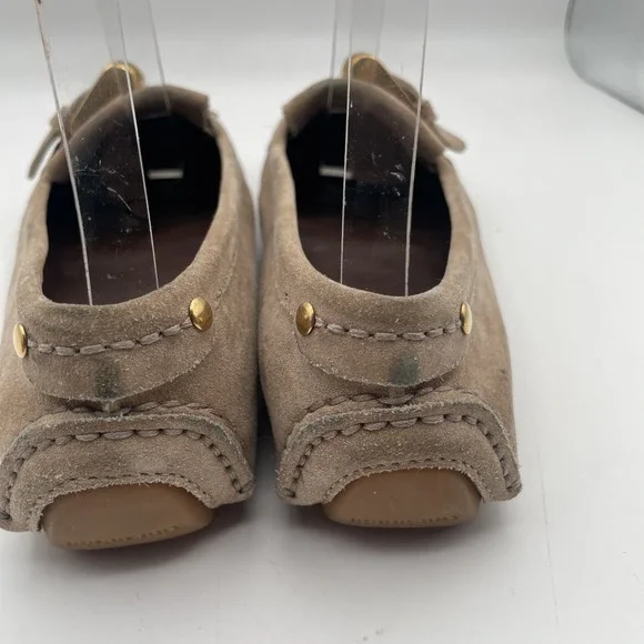 Burberry Shoes Women 6 Flats Driving Beige Loafer Leather Moccasin Buckle Strap - Picture 5 of 10